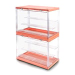 S.I.C Vitrine en Acrylique Transparent; Plusieurs étapes pour la Collection Lego, Figurines, Modèles ; Boîte d'affichage de Gadgets, Organisateur de Collection de Figurines d'action ; (2, Orange)