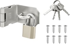 90 Degrés Verrou Porte Exterieur Loquet Porte Interieure,Serrure Porte avec Cadenas,Verrou Portail en Acier Inoxydable pour Porte,Armoire,Tiroir et Jardin,Brossé,EMST009K-LS(Q188)