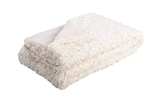 STOF Lovely CASA - Plaid - Taille 160x130 cm - 100% Coton - Couleur Blanc - Modèle Mouton - pour Canapé ou Chambre - Idéal Toutes pièces