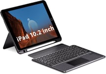 Étui Clavier Séparable Pour Ipad 10,2 Pouces (9e/8e/7e), Ipad Air (3e), Ipad Pro 10.5, Clavier Sans Fil Bluetooth Folio Avec Trackpad Et Éclairage Et Support Réglable À 130°, Azerty