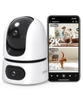 Imou Dual-Lens 2K+2K Indoor Security Camera, House Security Camera 360°Full Coverage, Pet Baby Camera with APP, Color Night Vision, Human/Pet/Sound/Motion Detection, Siren Spotlight, 2.4GHz Only