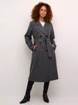 KAFFE Fanny Long Trench Coat, Grey Melange