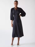 L.K.Bennett Hester Spot Dress, Navy/Ivory