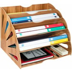 Memkey - Organisateur de Fichiers, Trieur en Bois Classement Papier Bureau Rangement pour Papier A4, Magazine et Document(34 28 28cm)