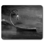 Rectangle Mouse Mat BW - Vintage Artistic Lamp Boat Mystical  #35937