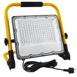 OUSIDE Projecteur LED Chantier 100W - Éclairage de Chantier Puissant et Étanche IP66,Lumière Blanche 6500K, 10000 Lumens avec Prise Schuko et Cordon de 4M - Idéal pour Travaux Intérieurs et Extérieurs