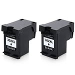 Ink Jungle 2x 302XL Black Remanufactured Ink Cartridges For HP DeskJet 2132 Inkjet Printers