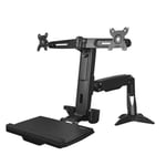 StarTech Sit Stand Dual Monitor Arm  Desk Mount Dual Computer Monitor Adjustable Standing Workstation for up to 24" Displays  VESA Ergonomic Stand Up