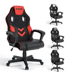 Fauteuil De Bureau Inclinable - Rattantree Fauteuil Gamer Hauteur Réglable - Avec Dossier Respirant Et Appui-Tête Confortable - Noir Et Rouge