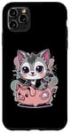 Coque pour iPhone 11 Pro Max Chat kawaii avec tirelire