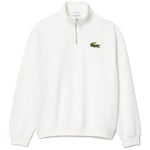 Sweat-shirt Lacoste  SWEATSHIRT  BLANC COL ZIPPÉ LOOSE FIT AVEC BADGE