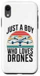 Coque pour iPhone XR Just A Boy Who Loves Drones Drone Lover Pilote d'antenne amusant