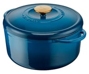 Tefal Pierre Gagnaire Cocotte en fonte d'acier dia 25 cm, 5 L, Induction, Couvercle spécial condensation, Rétention de chaleur, Mijotés, Cuisson douce, Caramélisation, Héritage Bleu Alpes E2610404