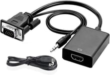 Adaptateur Vga Vers Hdmi Avec Câble Audio 3,5 Mm Et Câble D'Alimentation, Convertisseur Vga Vers Hdmi 1080P 60Hz, Compatible Avec Le Vga Mâle Et Le Hdmi Femelle Pour Les Tv, Projec[VID061972]