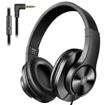 Casque filaire 3,5 mm stéréo portable sur l'oreille bandeau casque avec micro pour ordinateur PC portable PS4, noir