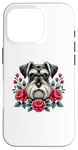 iPhone 16 Pro Roses Flowers Miniature Schnauzer Schnauzers Case