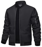 TACVASEN Veste Automne Homme Blouson Bomber Jacket Vestes Léger Respirante pour Hommes Veste Classique Baseball Sport Blouson Veste Casual Noir