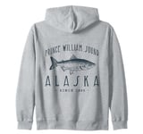 PRINCE WILLIAM SOUND ALASKA, a Fishing Retro Design Zip Hoodie