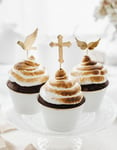 6 st Cupcake/Cake toppers - Cross, Dove och Wings