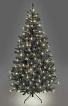 SHATCHI 10ft/3m Pre-Lit Artificial Christmas Tree Alaskan Pine Black 1800 Tips-420 Warm White LEDs Metal Stand Xmas Home Decorations, 300cm