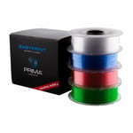 Prima – EasyPrint PETG Value Pack - 1.75mm - 4x 500 g - Clear, Rose, Light Blue, Green (PC-EPETG-1