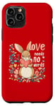 iPhone 11 Pro Love Needs No Words Bunny - Cute Animal Heart Design Case