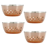 Set Of 4 Stainless Steel Rose Gold Fruit Bowl Hearts Design Dining Table Decor