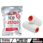 2 x ProDec Advance 4" Jumbo Core Mini Rollers Ice Fusion Lint Free Fabric