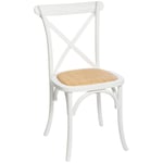 Chaise de table style Bistrot en Bois Blanc et Cannage Atmosphera Blanc