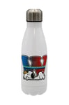 Snoopy-Bouteille d'eau en Acier Inoxydable Snoopy, Fermeture Hermétique, avec Motif Lettre W Multicolore, 550 ml, Couleur Blanche, Produit Officiel (CyP Brands)