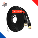 Cable Ethernet 15M, Cat 7 Rj45 15M Blindé Câble Réseau Plat Câble Ethernet