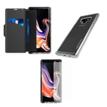 Samsung Galaxy Note 9 tech21 Protective Black Wallet Case, Galaxy Note 9 tech21 Pure Clear Case with Note 9 tech21 Impact Shield Screen Protector * 3 Piece Bundle *