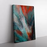 Hunted By The Fires Abstract Canvas Wall Art Print Ready to Hang, Framed Picture for Living Room Bedroom Home Office Décor, 50x35 cm (20x14 Inch)