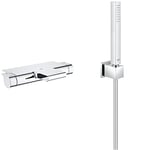 GROHE Mitigeur thermostatique bain/douche Grohtherm 2000 avec plateau Easyreach, chromé, 34464001 (Import Allemagne) & 27703000 Set de Douche 1 Jet Euphoria Cube Stick, Argent (Import Allemagne)