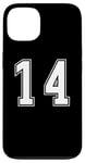 Coque pour iPhone 13 Blanc Numéro 14 Équipe Junior Sports Uniforme Numéroté