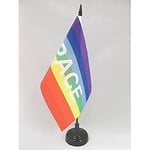 Drapeau de table Paix 21x14cm - PETIT Drapeaux DE BUREAU Arc-en-Ciel - Peace Rainbow 14 x 21 cm - AZ FLAG