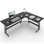 Devoko Bureau Angle 170 × 130cm,Bureau d'ordinateur,Table de Bureau,Bureau Gaming en Forme L,Petit Bureau Facile à Assembler (Carbone Noir,170 × 130 cm)