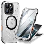 Lanhiem Coque pour iPhone 16 Pro Max Étanche, IP68 Imperméable 360 Integral Antipoussière Anti-Neige Resistante Waterproof Etui [Compatible avec MagSafe] Protection Housse pour iPhone 16 Pro Max, Noir