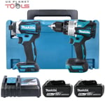 Makita DLX2412TJ 18V Combi & Impact Driver Twin Pack + 2 x 5Ah Batteries,Charger