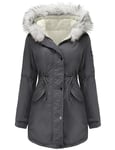 Tuopuda Manteau Femme Hiver Veste Polaire Chaud Parka Manches Longues Blouson Zippée À Capuche Hooded Coat Sweat-Shirts Outercoat avec Poches, Gris-2, L