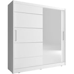 Bim Furniture - armoire avec miroir chambre maja series 180x62x200h blanc mat