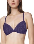 Calvin Klein Womens 000QF6677E CK One Lace Push Up Plunge Bra - Purple Nylon - Size 38B