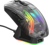 X2 Pro Souris Gamer Sans Fil Avec Station De Recharge, Silent Souris Bluetooth (Tri-Mode Bt5.0/2.4G/Fillaire), Rgb Souris Ergonomique 4000Dpi, Coque Transparente, Pc/Mac/Tablette, Noir