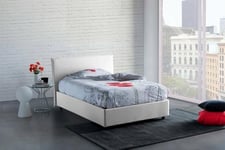 Talamo Italia - Lit double Ashasa, lit coffre avec revêtement en tissu, 100% Made in Italy, ouverture frontale, adapté pour matelas 120x190 cm, blanc