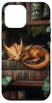 Coque pour iPhone 12 Pro Max Petit dragon endormi sur une bibliothèque