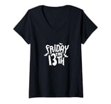 Womens friday the 13th, spooky bad luck superstition spook V-Neck T-Shirt