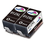 KINGWAY 912XL Ink Cartridges for HP 912 912XL Ink Cartridges Multipack Black for HP OfficeJet 8012 8015 8010 8017 8014 HP OfficeJet Pro 8022 8020 8025 8024 8021 8023 All-in-One Printer, 2 Black