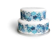 Top That Edible Decor Sheet Frozen Blue Snowflake Themed Border Ribbon - Perfect for Larger cakes - Easy to Use