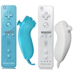 (Sininen valkoinen - 2 setti)pari kauko-ohjain ja Nunchuck-ohjain Wii-konsolin langattomalle Gamepad Motion Plus -ohjaimelle Nintendo Wii Games Controlille