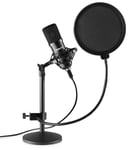 Vonyx CMTS300 USB Studio Kondensator mikrofon, svart, Studiomikrofon Vonyx CMT300 Svart USB